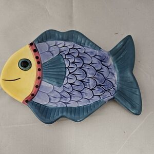 Colorful Fish-Shaped Ceramic Trinket Or Soap Dish